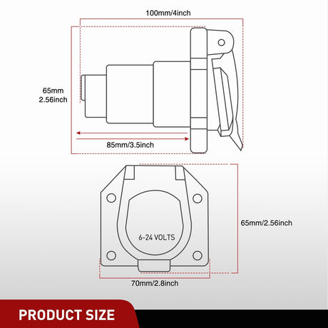 7 Pin Male Trailer Round RV Blade Connector Socket Nilight