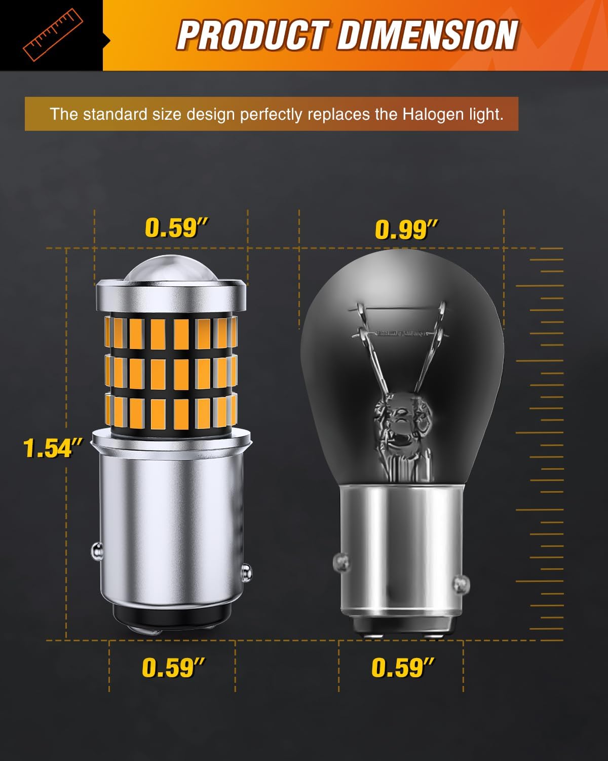 57LED 1157 Amber Yellow 2057 2357 BAY15D 7528 LED Bulb (Pair) Nilight