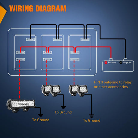 8Gang Aluminum 3Pin ON/Off Blue Led Rocker Switch Panel Nilight