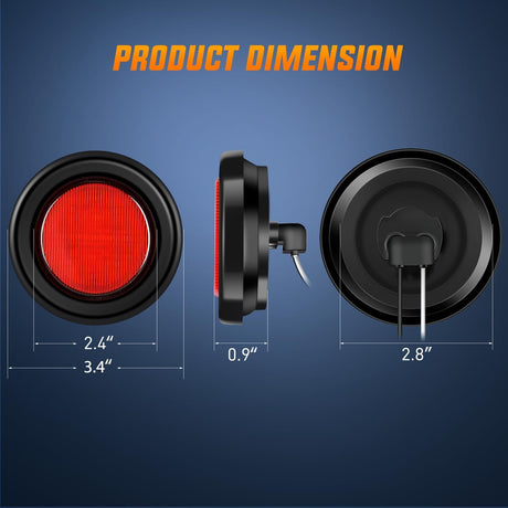 2.5 Inch Red 13 Leds Round Marker Clearance Light (Pair) Nilight