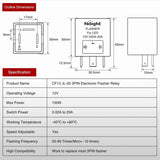 4 Pcs Flasher Relay Adjustable 3 Pin CF13 JL-02 Electronic Blinker Relay 12V 150W Fixes Car Turn Signal and Hazard Warn Hyper Blink Flash or No Flash for LED and Halogen Bulbs Nilight