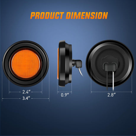 2.5 Inch Amber 13 Leds Round Marker Clearance Light (Pair) Nilight