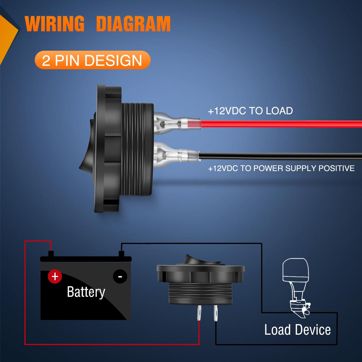 5PCS ON Off Round SPST 20mm Mini 12 Volt DC 2 Pin Circle Toggle Switch with 160mm Wiring Harness Nilight