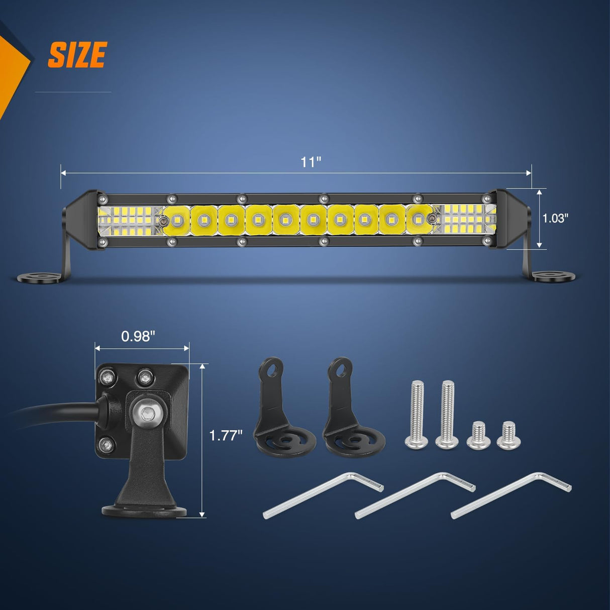 11 Inch 78W 26LED Single Row Ultra-Slim Spot Flood LED Light Bars Nilight