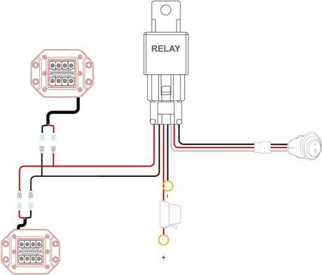 2Pcs 42W Flush Mount LED Lights with Wiring Harness Kit-2 Leads (Red Shell) Diagram