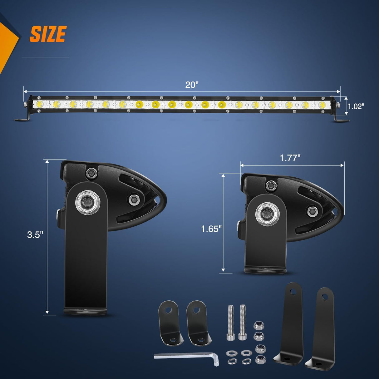 20 Inch 54W 18LED Single Row Ultra-Slim Spot Flood Combo LED Light Bars Nilight