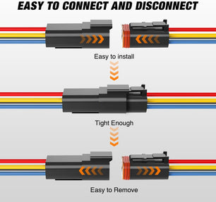 4 Pin DT Connectors 16AWG 6 Kits Male and Female Electrical Connector Waterproof Plug and Play w/Heat Shrink Butt Terminals nilight