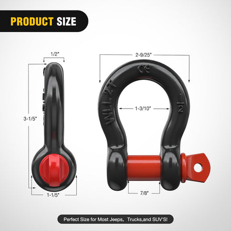 1/2 Inch D-Ring Shackle (Pair) Nilight