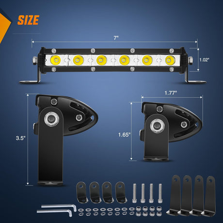 7 Inch 18W 6LED Single Row Ultra-Slim Spot LED Light Bars Nilight