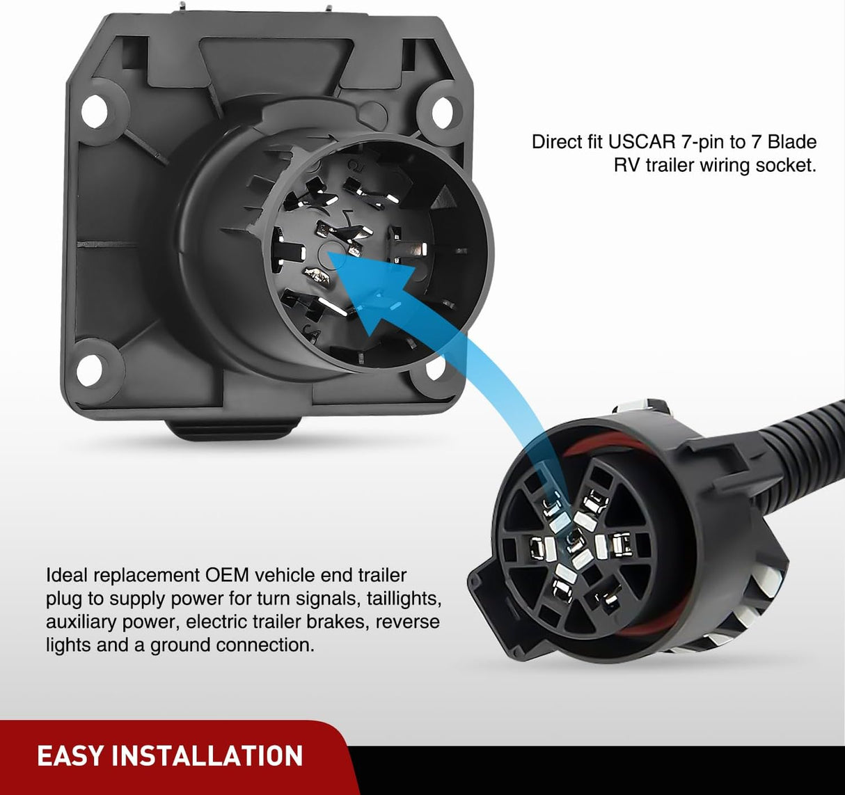 USCAR To 7Pin Trailer Connector Adapter Plug Nilight