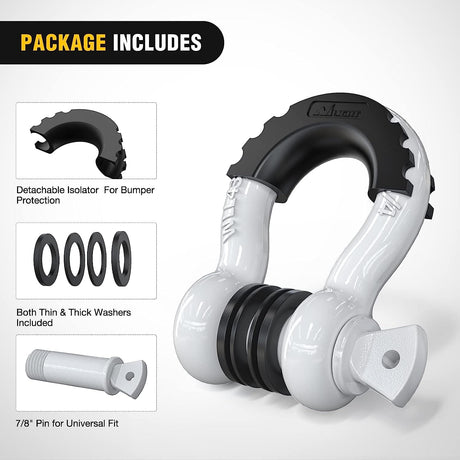 3/4 inch D-Ring Shackle White (Pair) Nilight