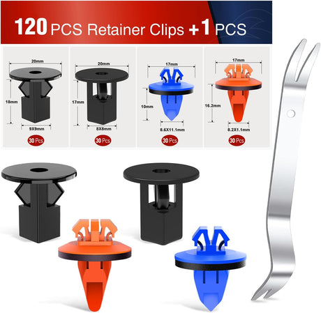 120 PcsCar Bumper Retainer Clips Bumper Fender Liner Kit for Lexus Toyota 4Runner Tacoma RAV4 Scion 75495-35010 75397-35010 90189-06065 90189-06013 with 1 Fastener Remover Nilight