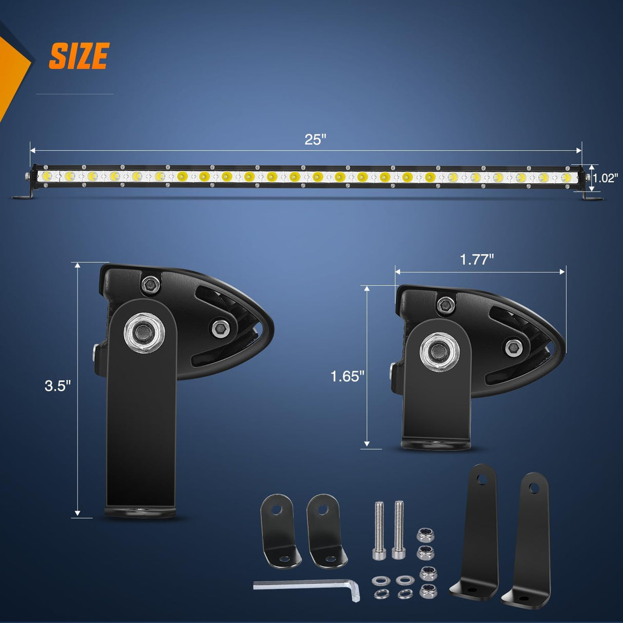 25 Inch 72W 24LED Single Row Ultra-Slim Spot Flood Combo LED Light Bars Nilight