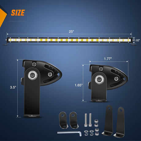 25 Inch 72W 24LED Single Row Ultra-Slim Spot Flood Combo LED Light Bars Nilight