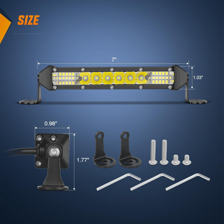 LED Light Bar 7" 48W 16LED Single Row Ultra-Slim Spot Flood LED Light Bars