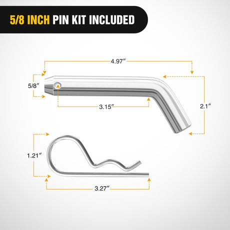 Trailer Hitch Ball Mount with 5/8in Hitch Pin Clip Fits 2in Receiver Square 7500 lbs 2in Drop 3/4in Rise Nilight