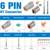 6 PIN DT Connector Kit 3 Sets Size 16 Solid Contacts Waterproof Male Female Terminal for 14-20 AWG DT Series Connector nilight