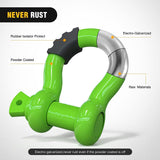 3/4 inch D-Ring Shackle Green (Pair) Nilight