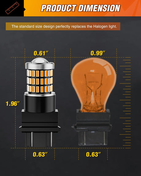 57LEDs Amber Yellow 3156 3056 4157 3057 3157 LED Bulbs (Pairs) Nilight