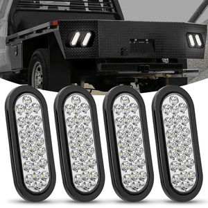 6 Inch Oval White 24Leds Trailer Tail Lights 4Pcs Nilight