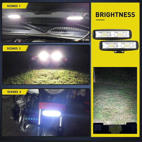 LED Light Bar 6" 48W 4800LM Flood Led Work Lights (Pair)