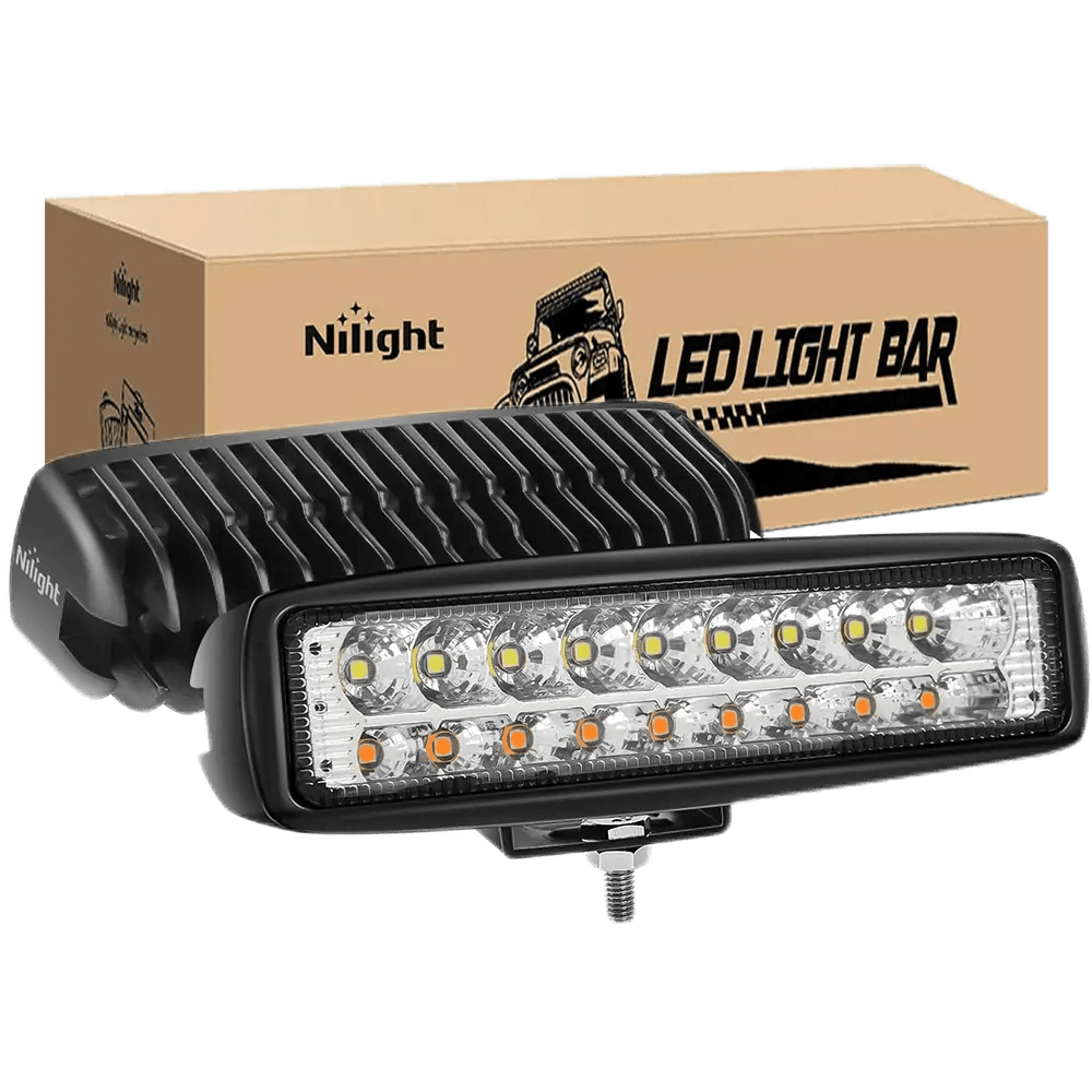 LED Light Bar 6" 54W 4800LM Amber White Flood Led Work Lights (Pair)