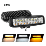 LED Light Bar 6" 54W 4800LM Amber White Flood Led Work Lights (Pair)