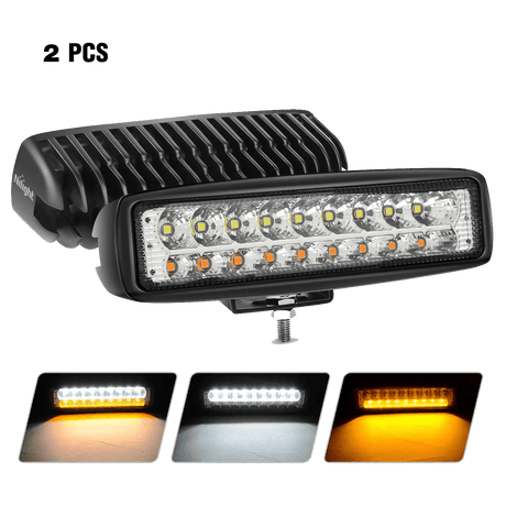 LED Light Bar 6" 54W 4800LM Amber White Flood Led Work Lights (Pair)