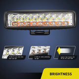 LED Light Bar 6" 54W 4800LM Amber White Flood Led Work Lights (Pair)