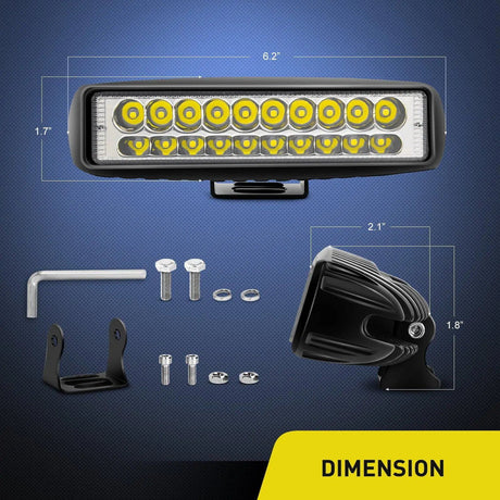 LED Work Light 6" 60W 3000LM Double Row Spot Led Work Lights (Pair)