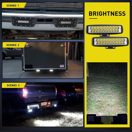 LED Work Light 6" 60W 3000LM Double Row Spot Led Work Lights (Pair)