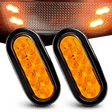 Trailer Light 6" Oval Amber LED Trailer Tail Lights (Pair)