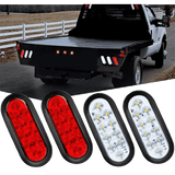 Trailer Light 6" Oval Red White LED Trailer Tail Lights (2 Pairs)