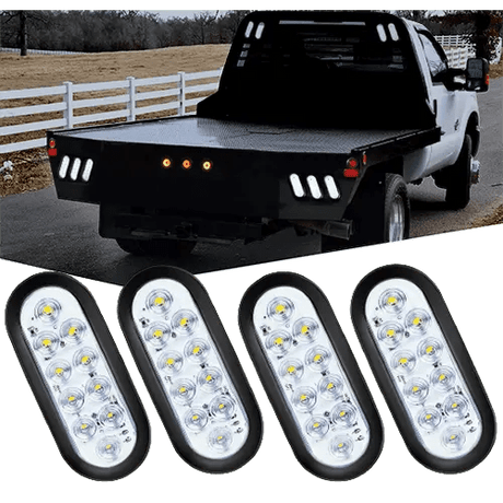 Trailer Light 6" Oval White LED Trailer Tail Lights (2 Pairs)