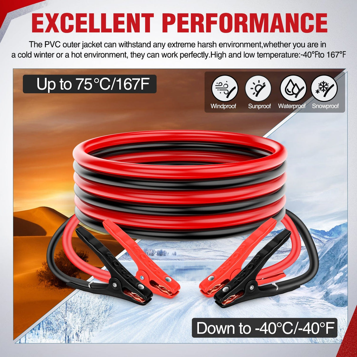 10 Gauge 12 FT Heavy Duty Jumper Cable Nilight