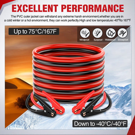 4 Gauge 25FT Heavy Duty Jumper Cable Nilight