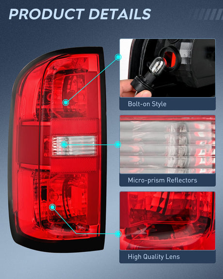 Nilight Taillight Assembly Compatible with 2015-2022 Chevy Colorado Rear Lamp Replacement OE Style Driver Side w/Bulbs Nilight