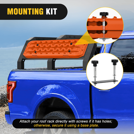 Off-Road Recovery Traction Boards For 4WD 4X4 with 2PCS Mounting kit Zipper Bag 2 leashes (Orange) Nilight