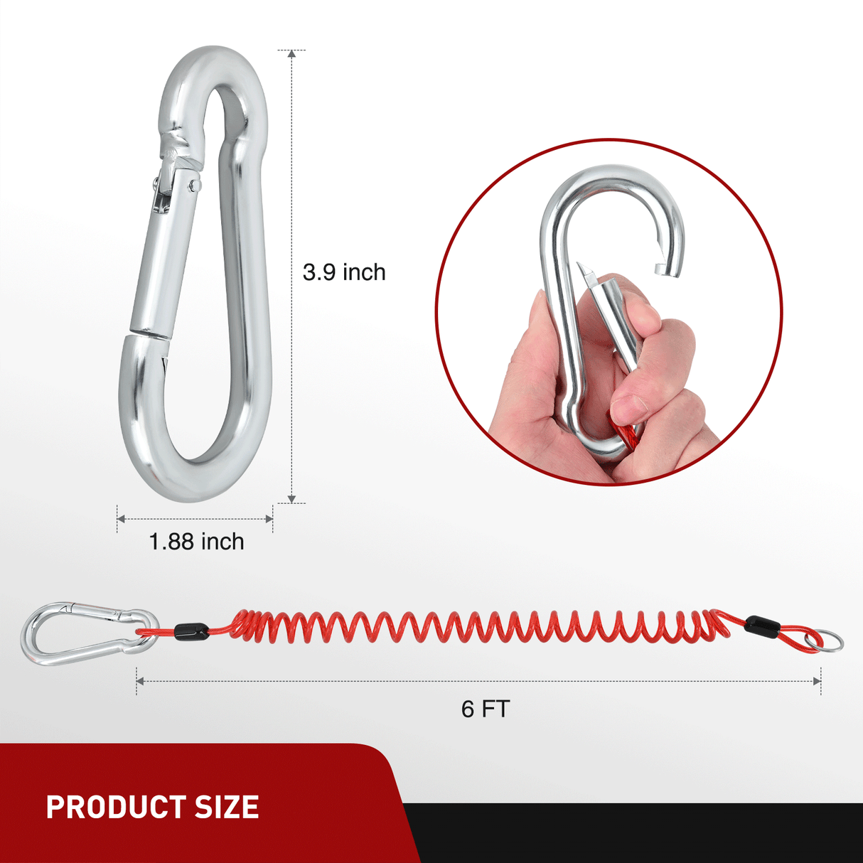 6FT Breakaway Trailer Cable Stainless Steel Spring Towing Coiled Wire Nilight