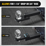 Trailer Hitch Mount 2In Trailer Ball 1/2In Hitch Pin Clip Fits 1-1/4In Receiver Tubes 1-1/4In Drop 3/4In Rise