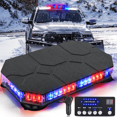 42 Leds Roof Top Blue Red Emergency Strobe Light Control Panel Magnetic Mount