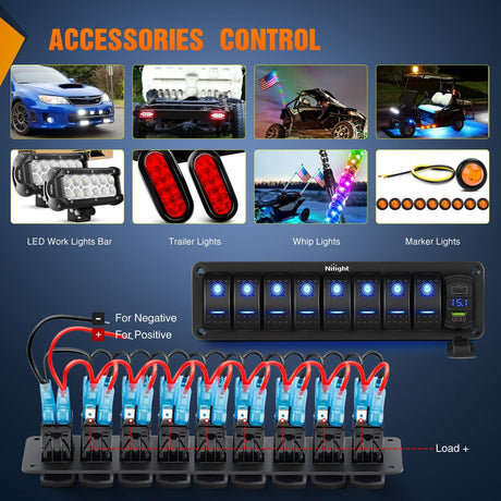 8 Gang Switch Panel With Qc3.0 & Pd Charger And Voltmerter Nilight