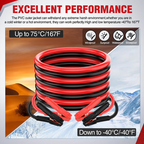 1 Gauge 25 FT Heavy Duty Jumper Cable Nilight