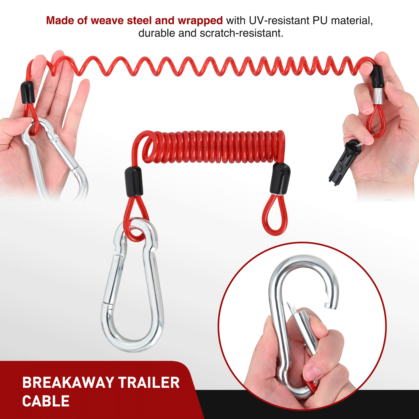 Trailer Breakaway Switch with 6FT Spring Coiled Cable Nilight