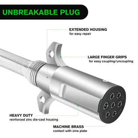 7-Way Roumd Plug W/Spring Guard Male Plug Nilight