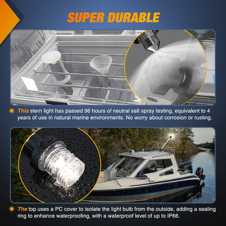 24 Inch White Folding Stern Light for Marine Boats Nilight