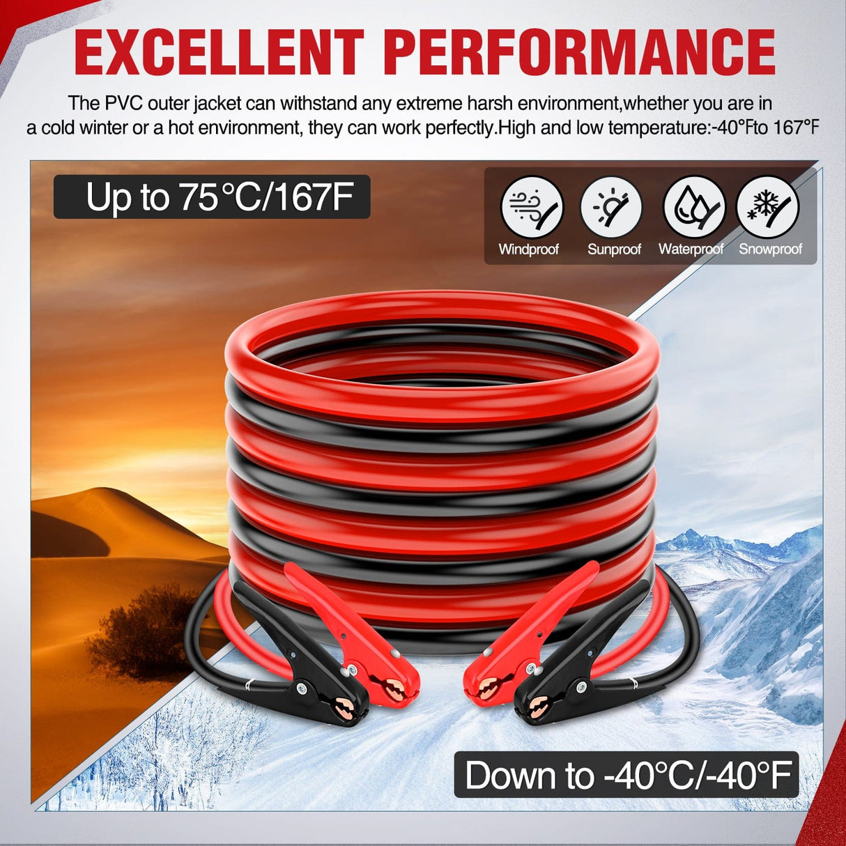 4 Gauge 20 FT Heavy Duty Jumper Cable Nilight