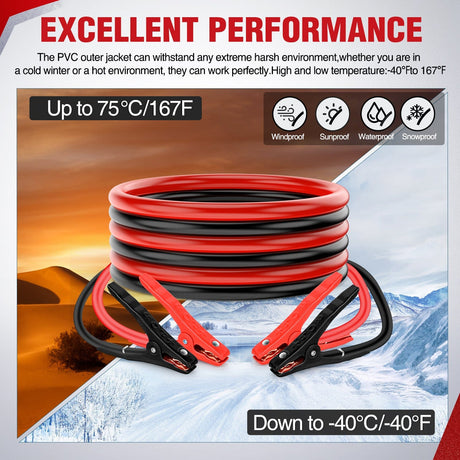 6 Gauge 12 FT Heavy Duty Jumper Cable Nilight