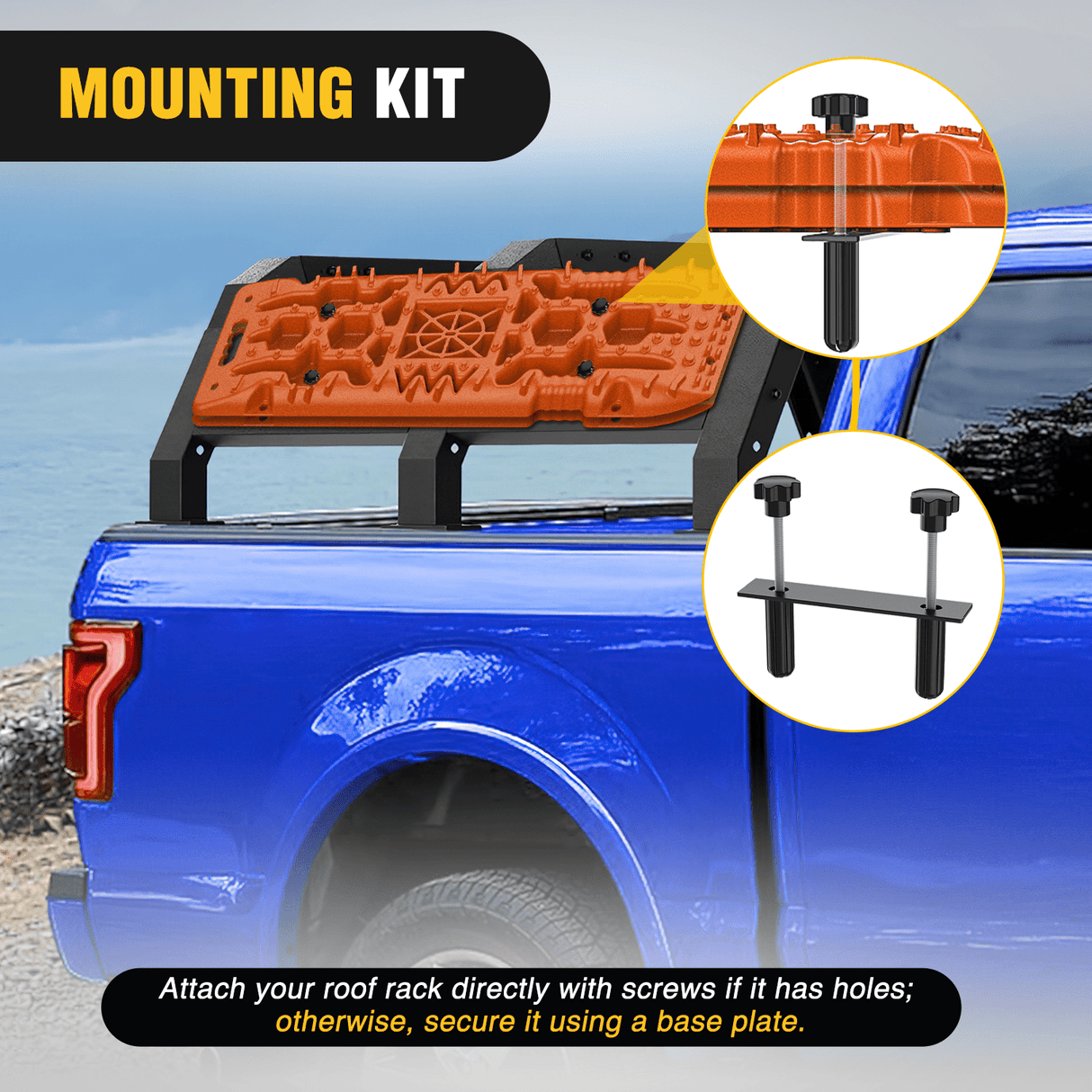 Off-Road Recovery Traction Boards For 4WD 4X4 with Jack Lift & Carry Bag (Orange) Nilight