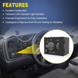 Headlight Dimmer Switch with Yellowish LED Light Compatible with 1999-2002 Chevy Silverado 1500 2500 3500 Suburban 1500 2500 Tahoe 1999-2002 GMC Sierra 1500 2500 Nilight